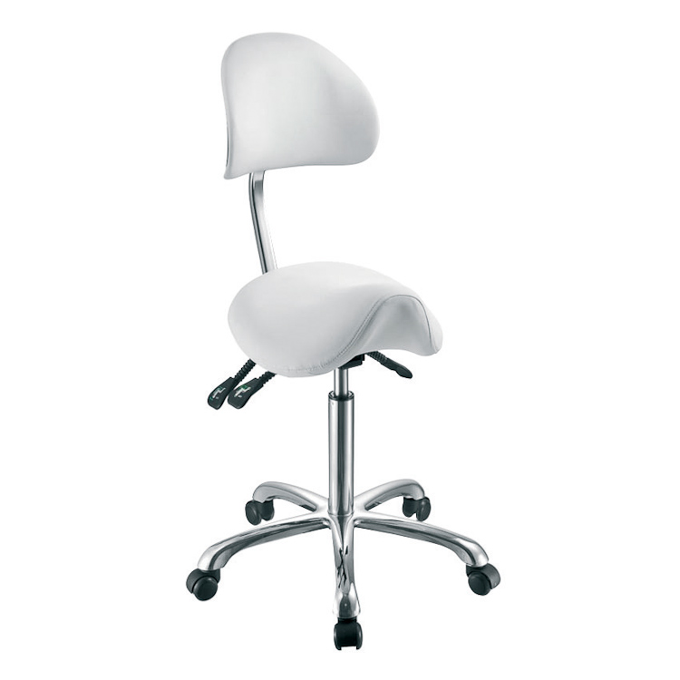 Arbeitsstuhl 1025A weiß – ergonomischer Sattelhocker mit Rückenlehne