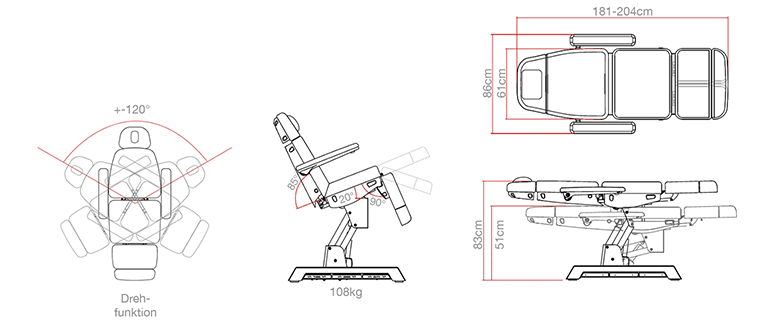Behandlungsliege Premium Callao PRO 4 Motoren mit Sitzheizung & Memory Funktion – Bild 13